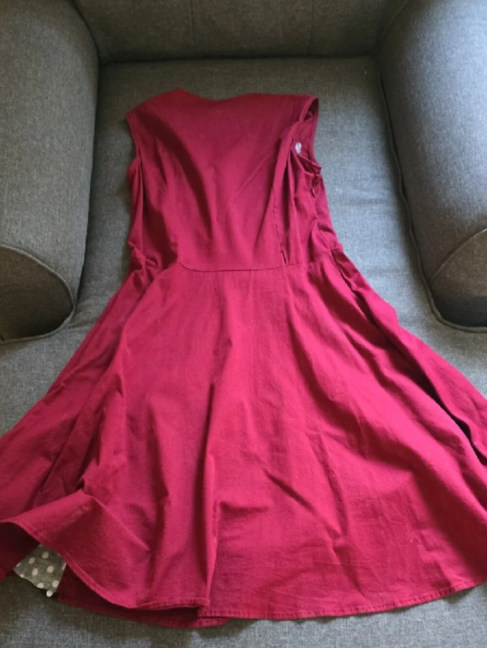 Vintage Red Dress with Black & White Polka Dot Insets - Picture 2 of 3